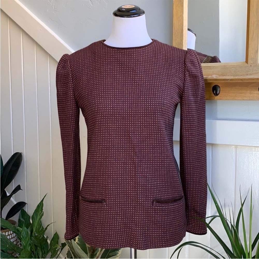 Vintage Valentino Boutique Wool Knit Puff Sleeve Top